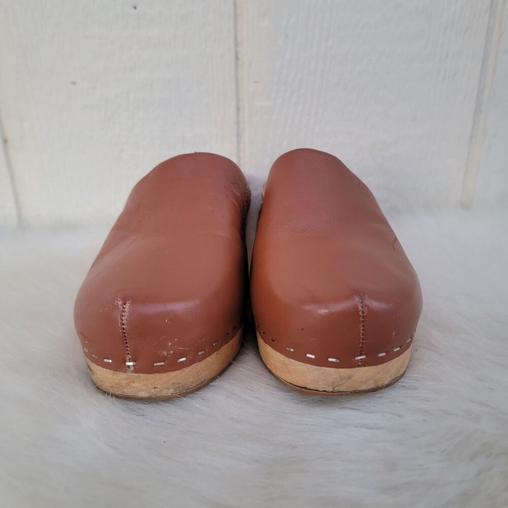 Charlotte Stone cognac tan slip on platform mule clogs 9 Bohemian Festival